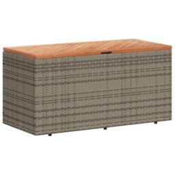 Garden Storage Box Grey 110X50X54 Cm Poly Rattan Acacia Wood - thumbnail 2