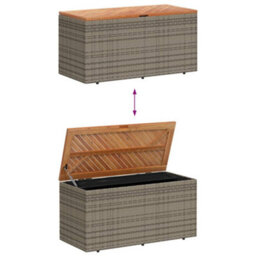 Garden Storage Box Grey 110X50X54 Cm Poly Rattan Acacia Wood - thumbnail 7