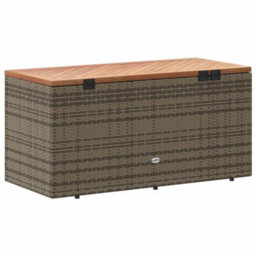 Garden Storage Box Grey 110X50X54 Cm Poly Rattan Acacia Wood - thumbnail 6