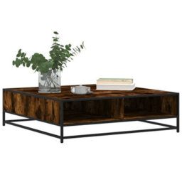 Walplus Coffee Table Smoked Oak 100X100X30 Cm Engineered Wood And Metal - thumbnail 4