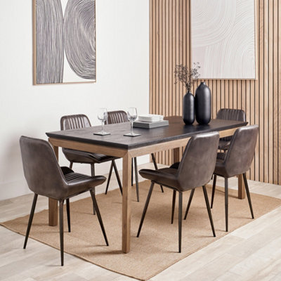 Pacific Lifestyle Six Seater Black And Natural Acacia Wood Dining Table - image 1
