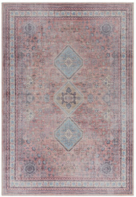 Traditional Persian Bordered Abstract Floral Easy To Clean Rug For Dining Room Bed Room And Living Room-120Cm X 170Cm - image 1
