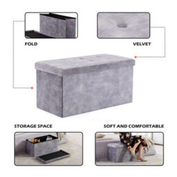 Hnnhome 82X40X40Cm Velvet Pouffe Folding Storage Ottoman Footstool Box Toy Chest With Lid, Foldable Foot Stool Seat (Lava, Large) - thumbnail 2