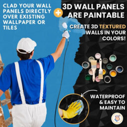 Novecrafto Decorative 3D Wall Panels (50X50Cm) Pack Of 6 Sheets Cover 16.15Ft² (1.5M²) Interior Cladding Panels In Black Diamond Design - thumbnail 8