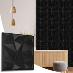 Novecrafto Decorative 3D Wall Panels (50X50Cm) Pack Of 6 Sheets Cover 16.15Ft² (1.5M²) Interior Cladding Panels In Black Diamond Design - thumbnail 1