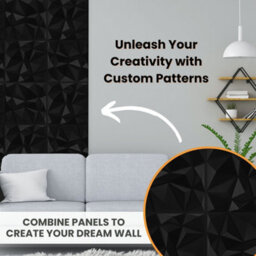 Novecrafto Decorative 3D Wall Panels (50X50Cm) Pack Of 6 Sheets Cover 16.15Ft² (1.5M²) Interior Cladding Panels In Black Diamond Design - thumbnail 4