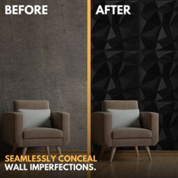 Novecrafto Decorative 3D Wall Panels (50X50Cm) Pack Of 6 Sheets Cover 16.15Ft² (1.5M²) Interior Cladding Panels In Black Diamond Design - thumbnail 7