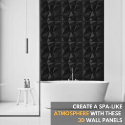 Novecrafto Decorative 3D Wall Panels (50X50Cm) Pack Of 6 Sheets Cover 16.15Ft² (1.5M²) Interior Cladding Panels In Black Diamond Design - thumbnail 2