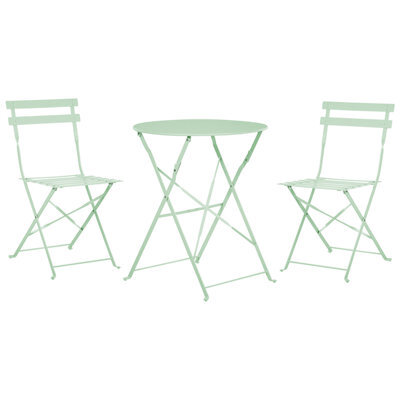 Beliani Bistro Set Folding Fiori Metal Mint Green - image 1