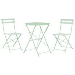 Beliani Bistro Set Folding Fiori Metal Mint Green - thumbnail 1