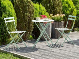 Beliani Bistro Set Folding Fiori Metal Mint Green - thumbnail 2