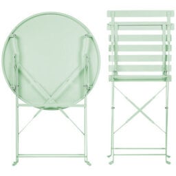 Beliani Bistro Set Folding Fiori Metal Mint Green - thumbnail 8