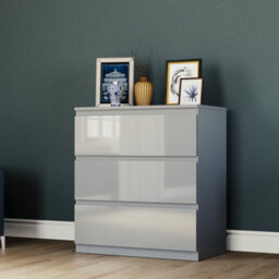 Lassic Vida Designs Glinton 4 Piece Grey Fsc Bedroom Set - (3 Drawer Chest, 3 Door Wardrobe, 2 Drawer Bedside Chest X2) - thumbnail 4