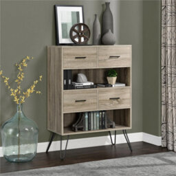 Dorel Home Landon 4 Drawer Bookcase Grey Oak Look - thumbnail 3