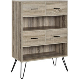 Dorel Home Landon 4 Drawer Bookcase Grey Oak Look - thumbnail 1
