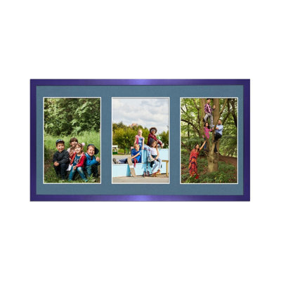 AK Frames 40X20Cm Purple Sleek Multi Photo Frame With Pompadour Mount - Holds 3 Apertures (3X) 6X4 Photos - image 1
