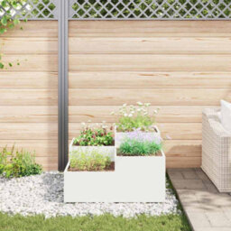 Berkfield Modern Garden Planter White 100 X 100 X 48 Cm Steel - thumbnail 4