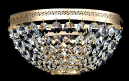 Luminosa Lighting Luminosa Ottilia Flush Wall Lamp Gold & Crystal, 2 Light, E14 - thumbnail 2