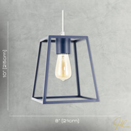 Happy Homewares Industrial Lantern Lamp Shade In Navy Blue With Square Top And Bottom - thumbnail 7