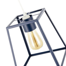 Happy Homewares Industrial Lantern Lamp Shade In Navy Blue With Square Top And Bottom - thumbnail 3