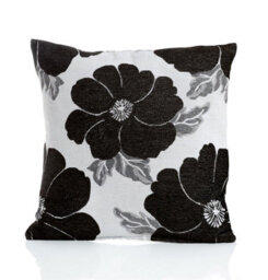 Luxury Living Poppy Luxury Floral Chenille Cushion Black/grey