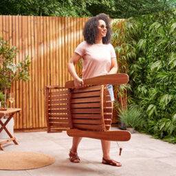 Vonhaus Folding Adirondack Chair, Outdoor Acacia Wood Garden Chair & Teak Oil Finish, Weather Resistant, Hudson - thumbnail 4