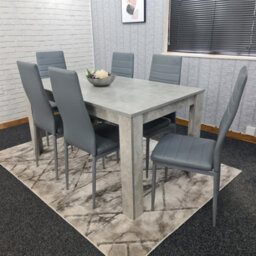 Kosy Koala Stone Grey Effect Dining Table Set With 6 Grey Chairs Stylish Dining Room Furniture Set - thumbnail 2
