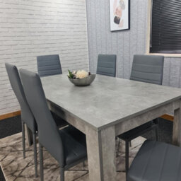 Kosy Koala Stone Grey Effect Dining Table Set With 6 Grey Chairs Stylish Dining Room Furniture Set - thumbnail 3