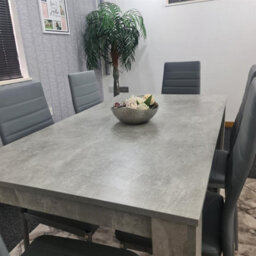 Kosy Koala Stone Grey Effect Dining Table Set With 6 Grey Chairs Stylish Dining Room Furniture Set - thumbnail 6