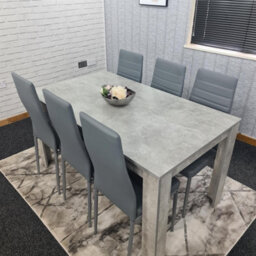 Kosy Koala Stone Grey Effect Dining Table Set With 6 Grey Chairs Stylish Dining Room Furniture Set - thumbnail 7