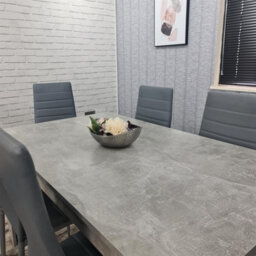 Kosy Koala Stone Grey Effect Dining Table Set With 6 Grey Chairs Stylish Dining Room Furniture Set - thumbnail 4