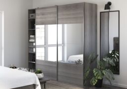 GoodHome Atomia Contemporary Matt Grey Oak Effect 3 Drawer Large Double Sliding Door Wardrobe (H)2250mm (W)2500mm (D)580mm - thumbnail 3