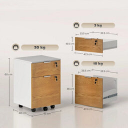2 Drawer Filing Cabinet With Adjustable Hanging Bars For A4 And Letter - thumbnail 3