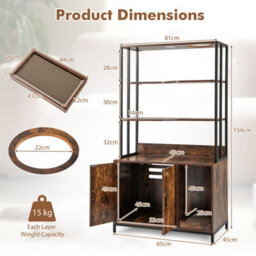 Costway Cat Litter Box Enclosure 154Cm Hidden Cat Washroom Furniture-Coffee - thumbnail 4