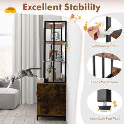 Costway Cat Litter Box Enclosure 154Cm Hidden Cat Washroom Furniture-Coffee - thumbnail 3