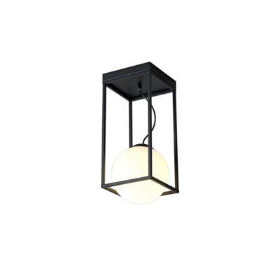 Luminosa Lighting Luminosa Desigual Small Tall Semi Flush, 1 Light E27, Matt Black - image 1