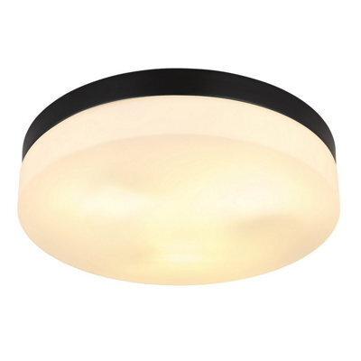 Luminosa Lighting Luminosa Vranos Outdoor Flush Matt Black Ip44 Opal Glass Shade 3X E27 - image 1