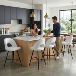 Aspect Furniture Set Of 2 Lincoln Swivel Barstool W Padded Seat And Black Base-Cream Linen - thumbnail 8