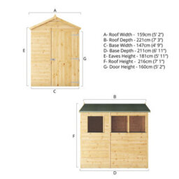 Waltons 7 X 5 Modular Shiplap Apex Outdoor Garden Storage Shed - thumbnail 5