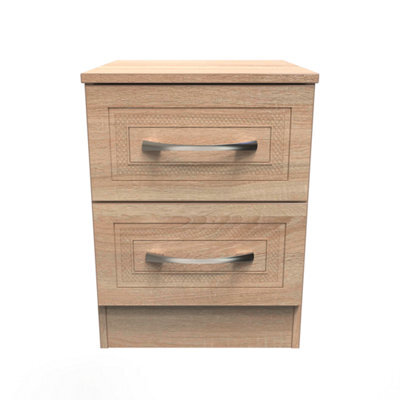 Stafford 2 Drawer Bedside Cabinet In Bardolino Oak (Ready Assembled) - image 1