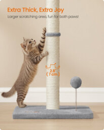LEDREM Cat Scratching Post, 85 Cm Tall, L Sisal Scratcher For Kittens And Normal Adult Cats, 7 Cm Thick Sisal Scratching Pole - thumbnail 3