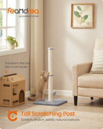 LEDREM Cat Scratching Post, 85 Cm Tall, L Sisal Scratcher For Kittens And Normal Adult Cats, 7 Cm Thick Sisal Scratching Pole - thumbnail 1