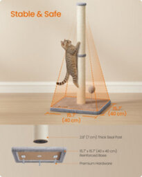 LEDREM Cat Scratching Post, 85 Cm Tall, L Sisal Scratcher For Kittens And Normal Adult Cats, 7 Cm Thick Sisal Scratching Pole - thumbnail 5