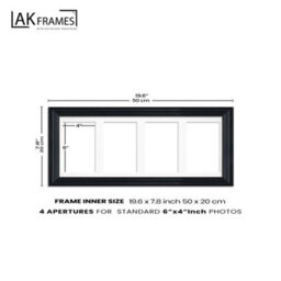 AK Frames 50X20Cm Purple Classic Multi Photo Frame With Silver Mount - Holds 4 Apertures (4X) 6X4 Photos - thumbnail 4