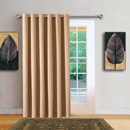 Bedlooms Beige Blackout Thermal Insulated Eyelet Ready Made Ring Top Single Curtain Panel 66 X 84 Inches With Tie Back - thumbnail 2