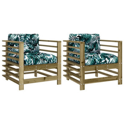 Berkfield Rustic Garden Chairs With Cushions 2 Pcs Impregnated Wood Pine