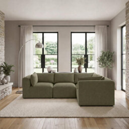 Furniturebox Uk Drift Green Boucle Fabric 3 Seater Modular Corner Sofa - thumbnail 2