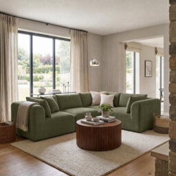 Furniturebox Uk Drift Green Boucle Fabric 3 Seater Modular Corner Sofa - thumbnail 5