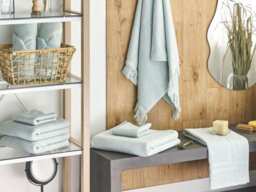 Beliani Set Of 9 Towels Atiu Terry Cotton Mint Green - thumbnail 2