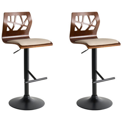 Beliani Set Of 2 Bar Chairs Petersburg Faux Leather Beige/ Black - image 1